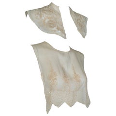 Antique Edwardian Embroidered Chiffon Collar and Neckcloth Set, 1910s