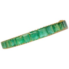 Edwardian Emerald and 18 Carat Gold Bangle