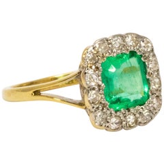 Edwardian Emerald and Diamond 18 Carat Gold Ring