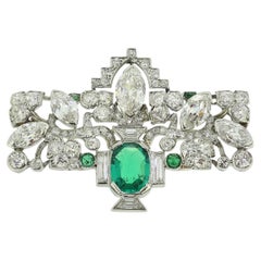 Edwardian Emerald and Diamond Brooch