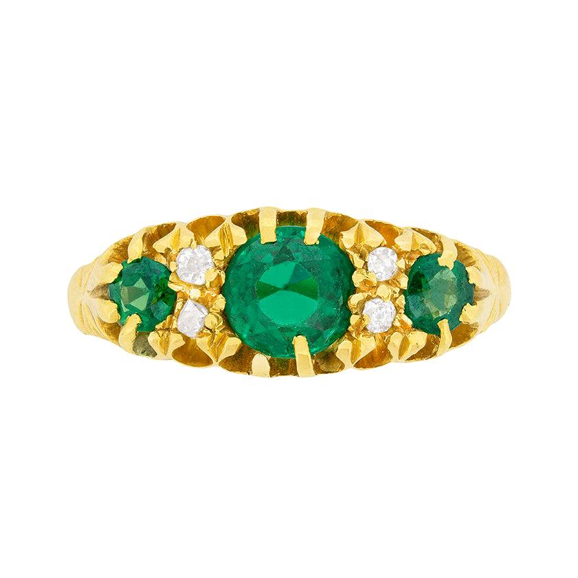 Edwardian Emerald and Diamond Cluster Ring, circa 1905