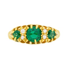 Antique Edwardian Emerald and Diamond Cluster Ring, circa 1905
