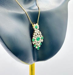 Emerald and Diamond Pendant Necklace in Gold, Circa 1950-60’s