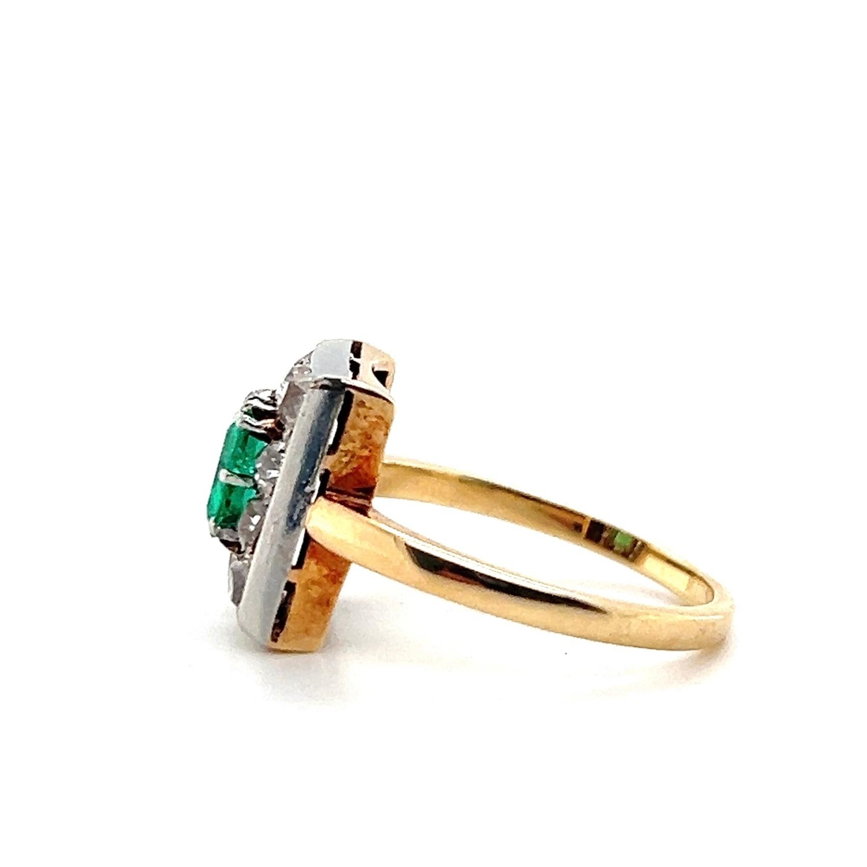 Edwardianischer Smaragd und Diamant Gold und Platin Statement Ring für Damen oder Herren im Angebot