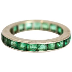 Antique Edwardian Emerald and Platinum Full Eternity Band