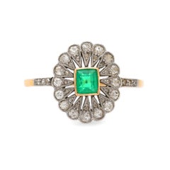 Ring aus 18 Karat Gelbgold mit edwardianischem Smaragd und Diamanten, signiert Koch