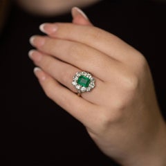 Edwardian Emerald & Diamond Ring Circa 1910s