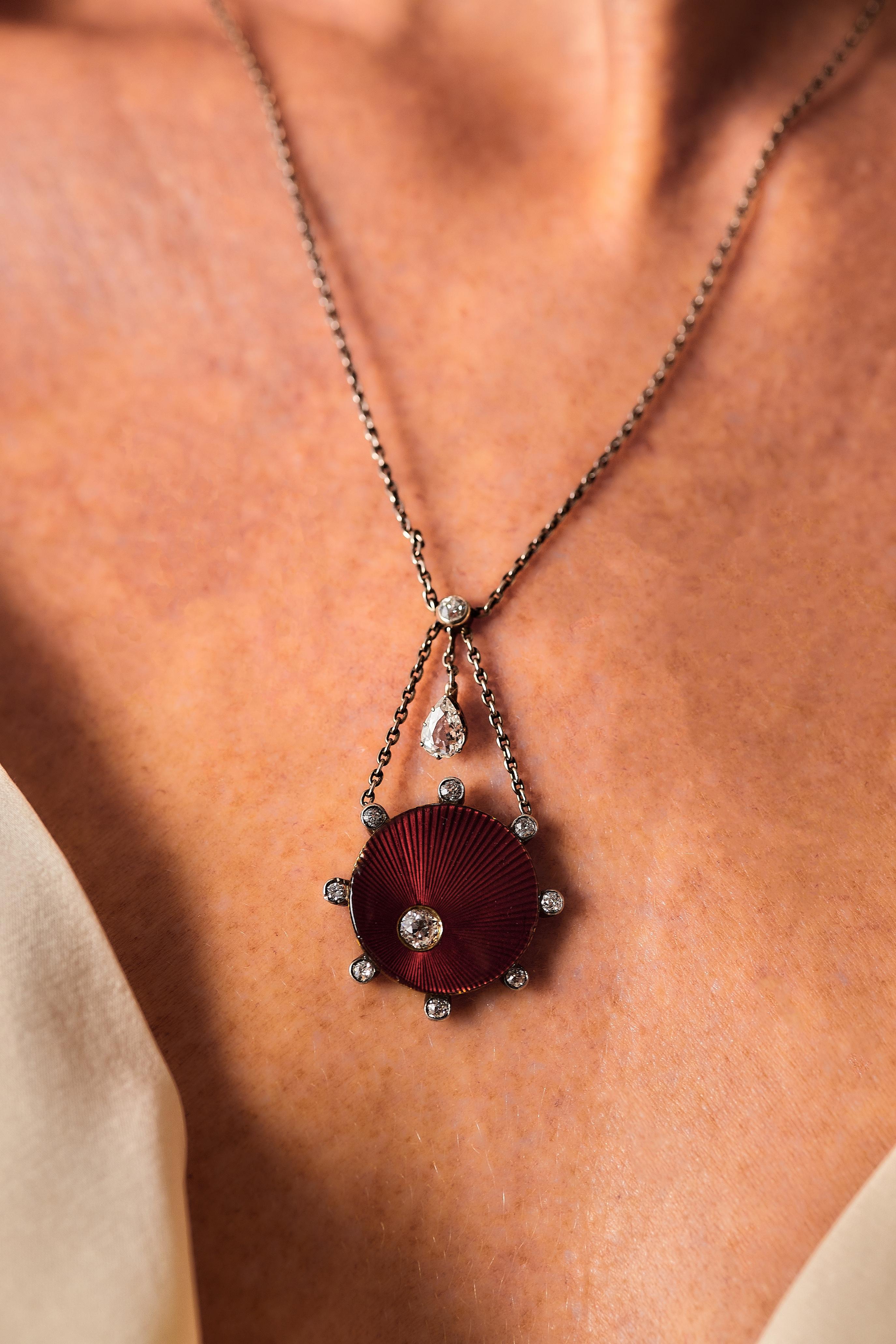Edoardiano Collana edoardiana in smalto e diamanti, 1910 circa. in vendita