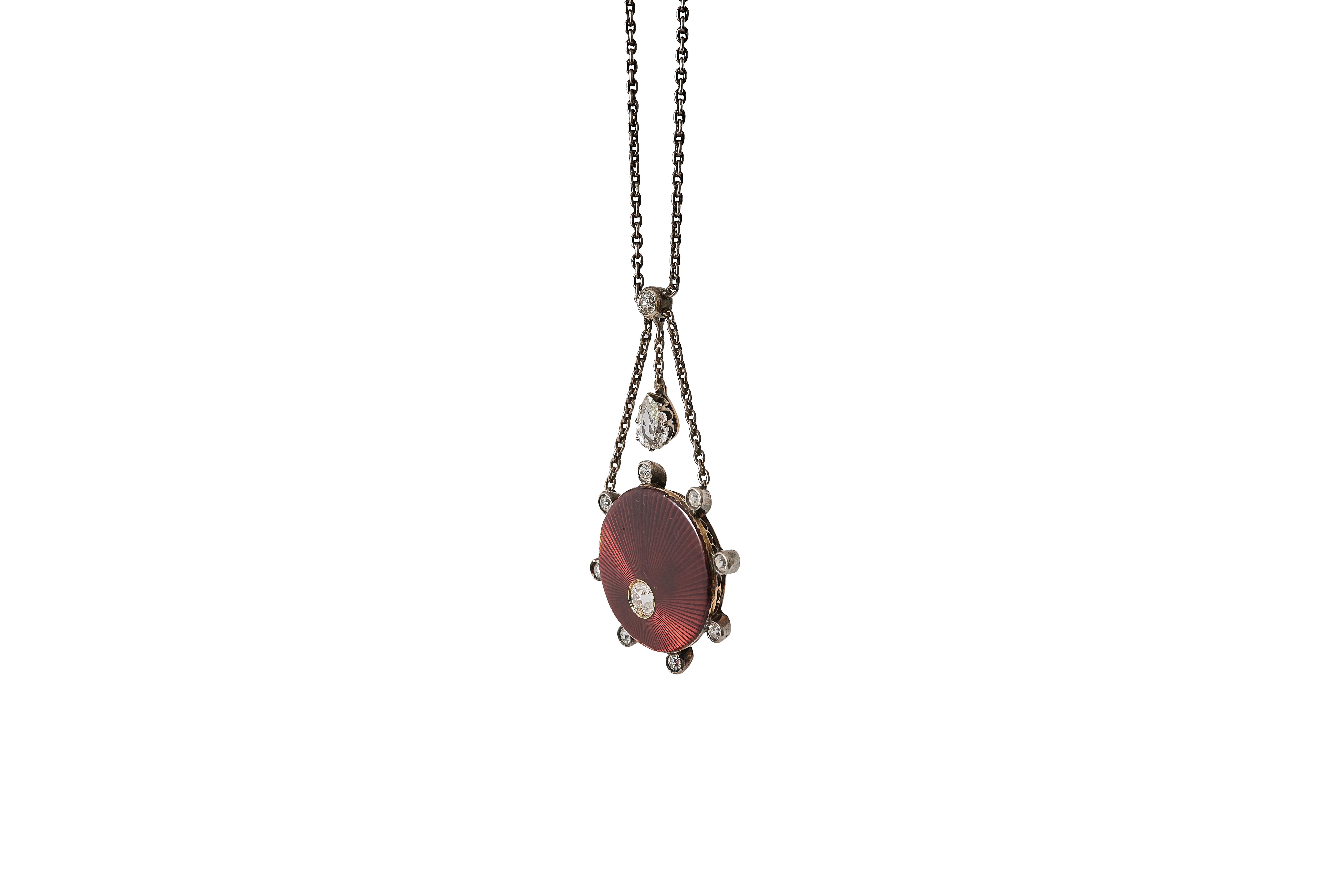 da uomo o donna Collana edoardiana in smalto e diamanti, 1910 circa. in vendita