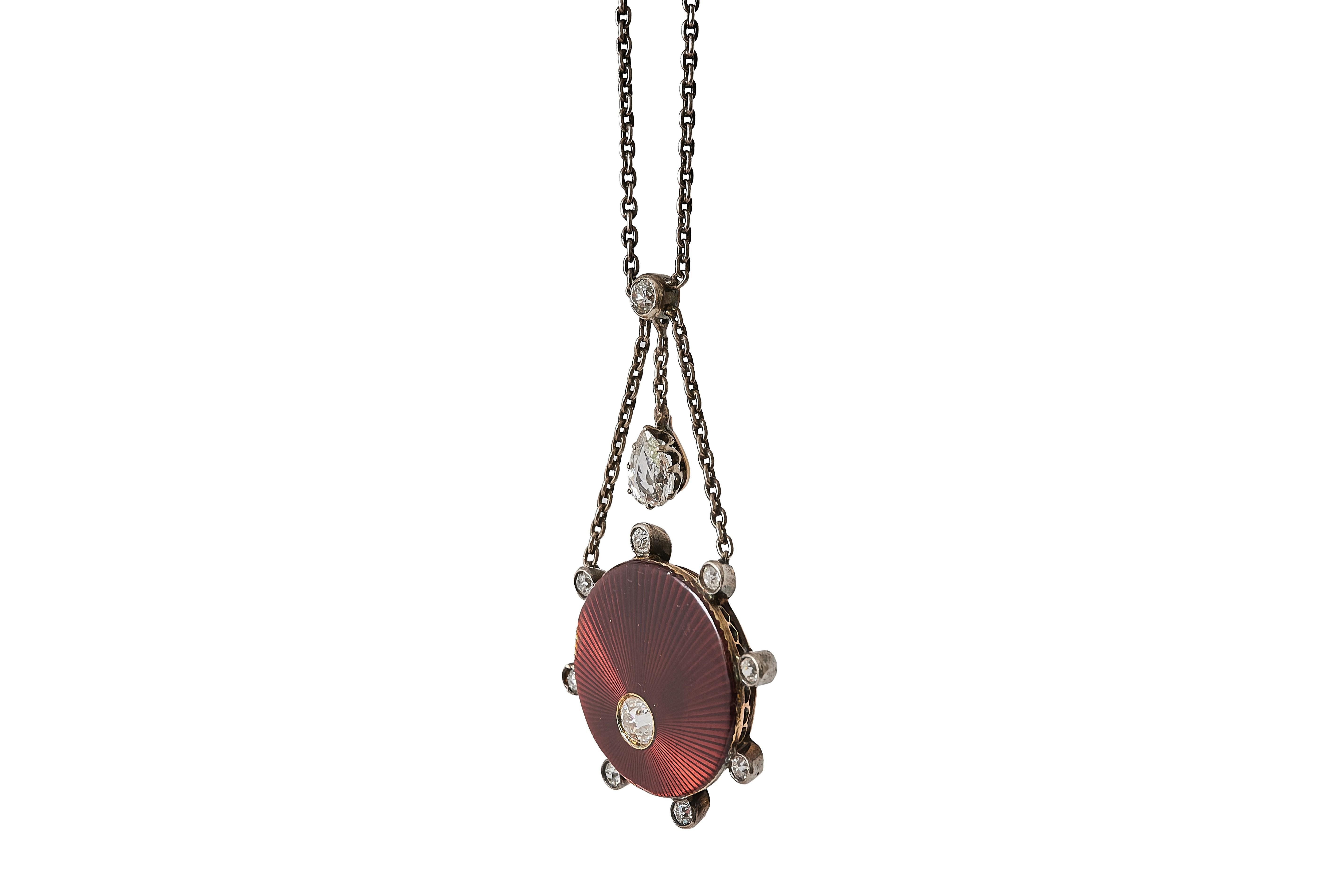 da uomo o donna Collana edoardiana in smalto e diamanti, 1910 circa. in vendita