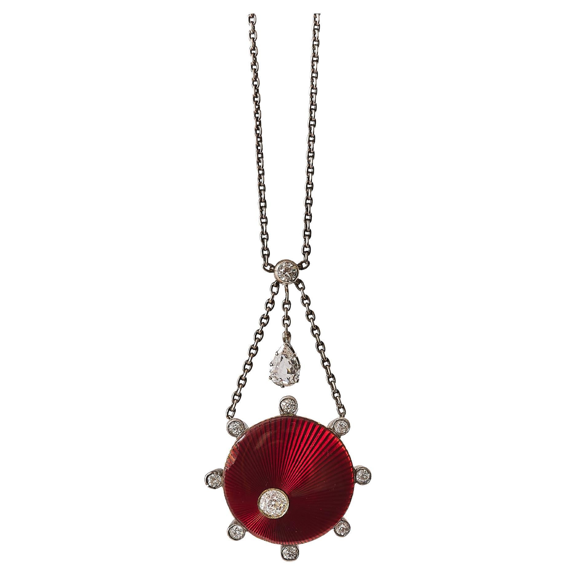 Collana edoardiana in smalto e diamanti, 1910 circa. in vendita