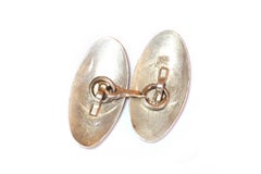 Edwardian enamel dog cufflinks made of silver, Pointer dog breed