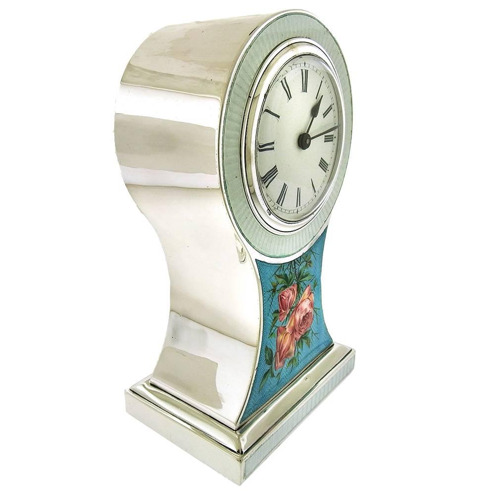 Women's or Men's Edwardian Enamel Sterling Boudoir/Mantel Clock