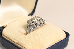 Edwardian Engagement Ring. 1.50ct Old Euro Diamond Platinum Ring J VS1 Floral