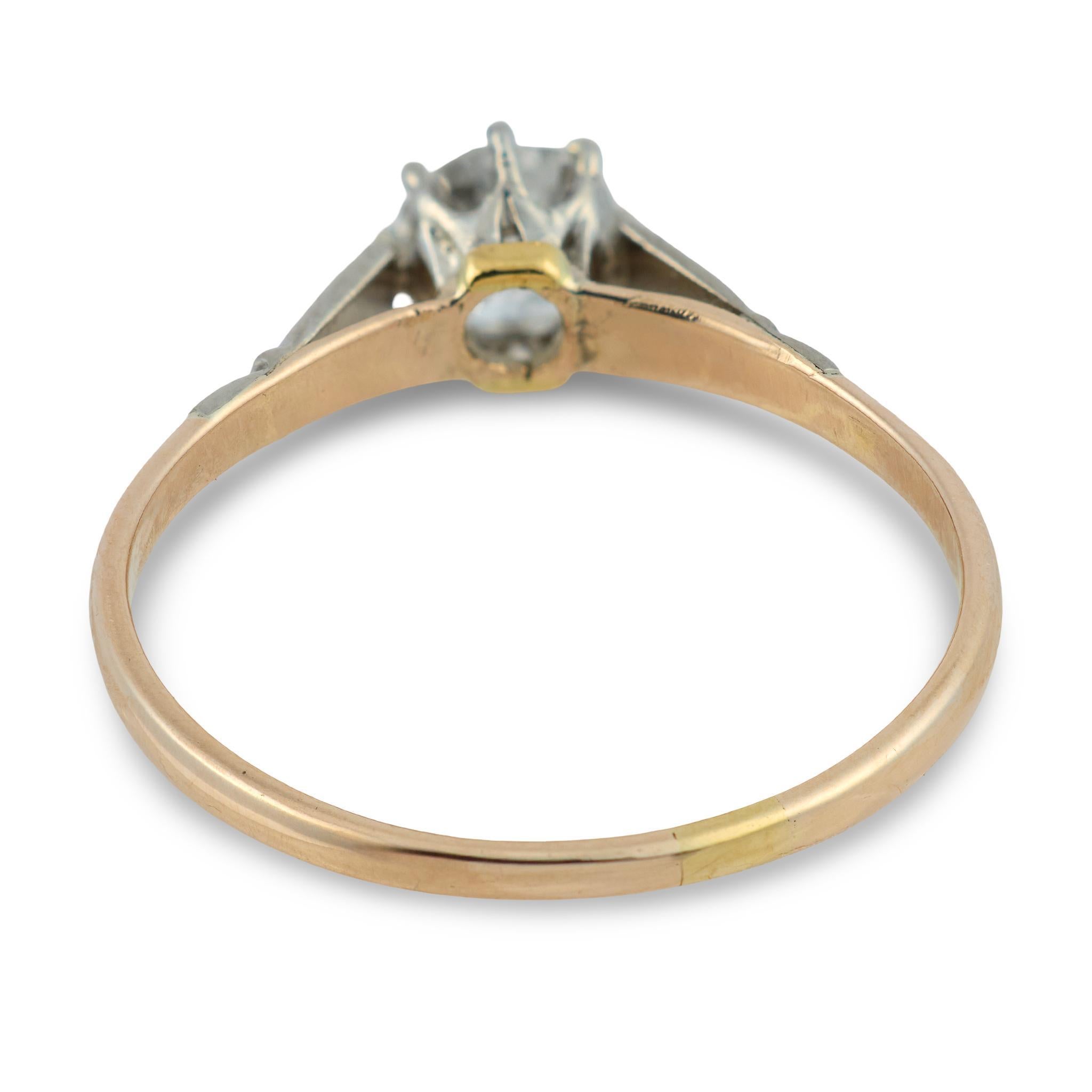 Anello di fidanzamento inglese edoardiano con diamante 9k/platino da 0,62 carati In condizioni buone in vendita a Narberth, PA