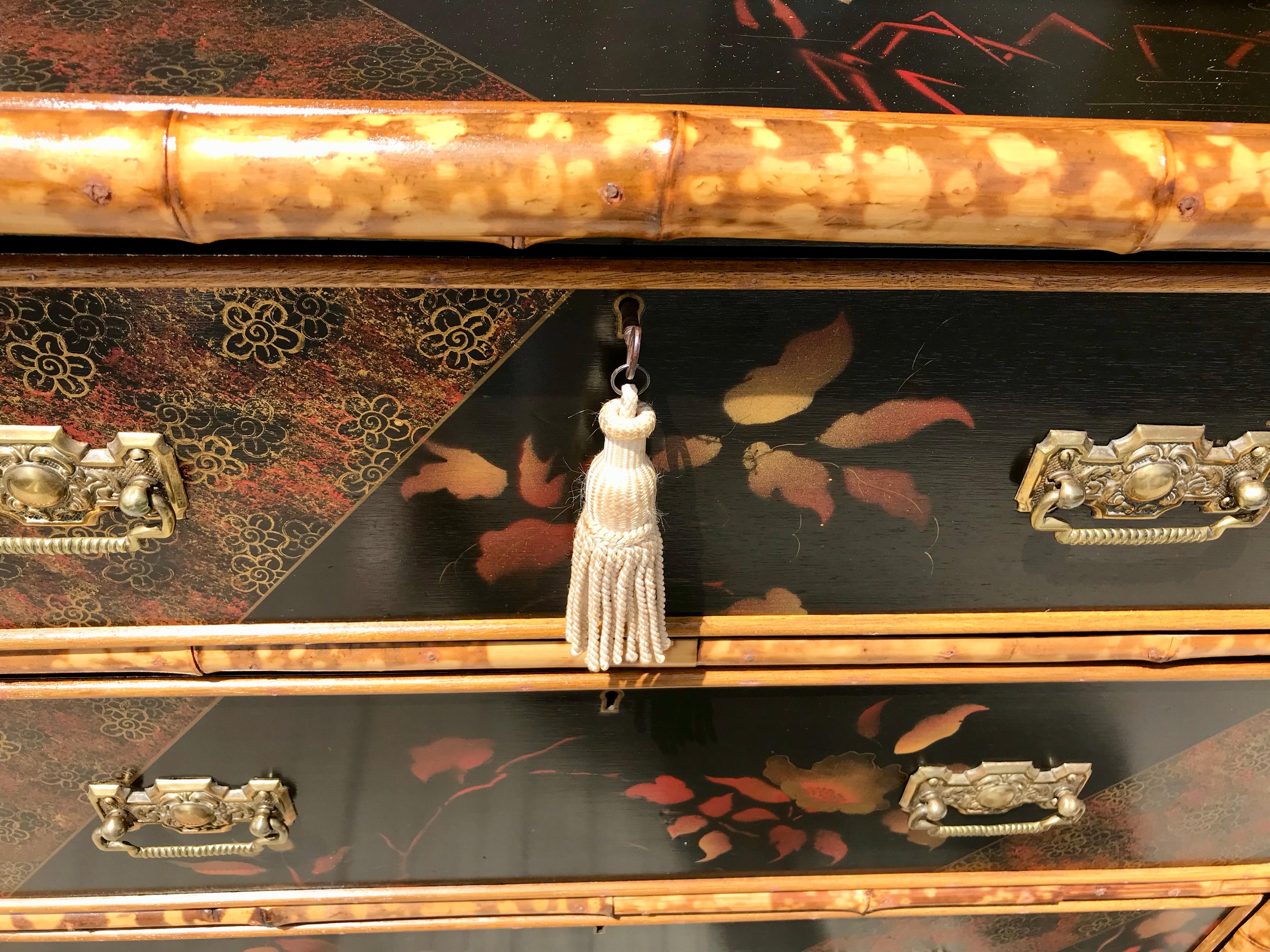 Edwardian English Bamboo Lacquered Dresser 11