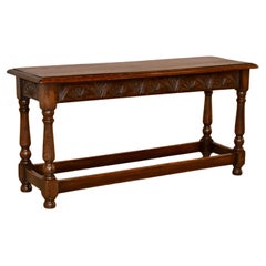 Banc anglais en chêne sculpté de style édouardien, vers 1900