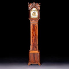 Edwardian English Chippendale Style Miniature Grandfather / Grandmother Clock