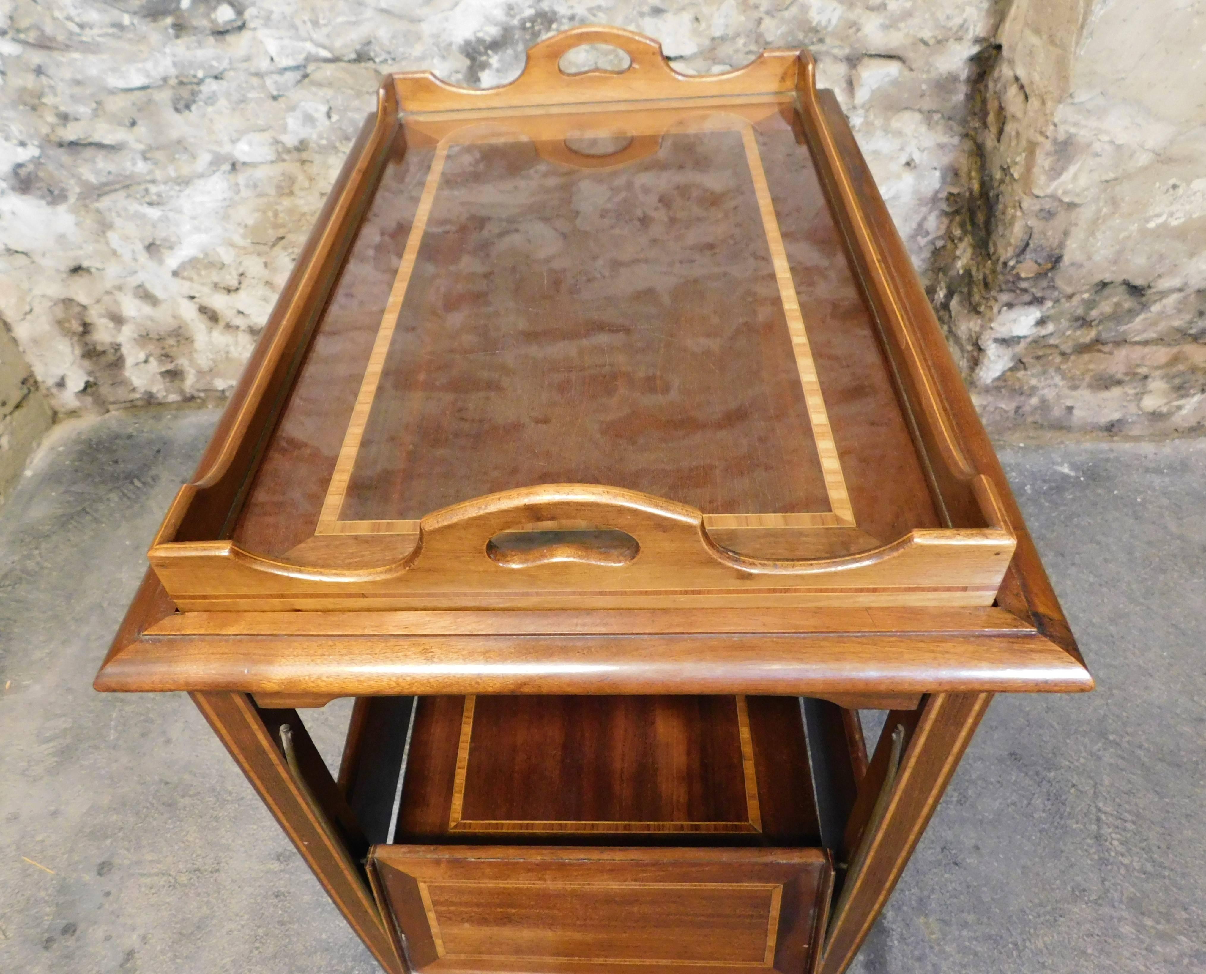 Edwardian English Cocktail Liquor Drink Stand Bar Cart 6