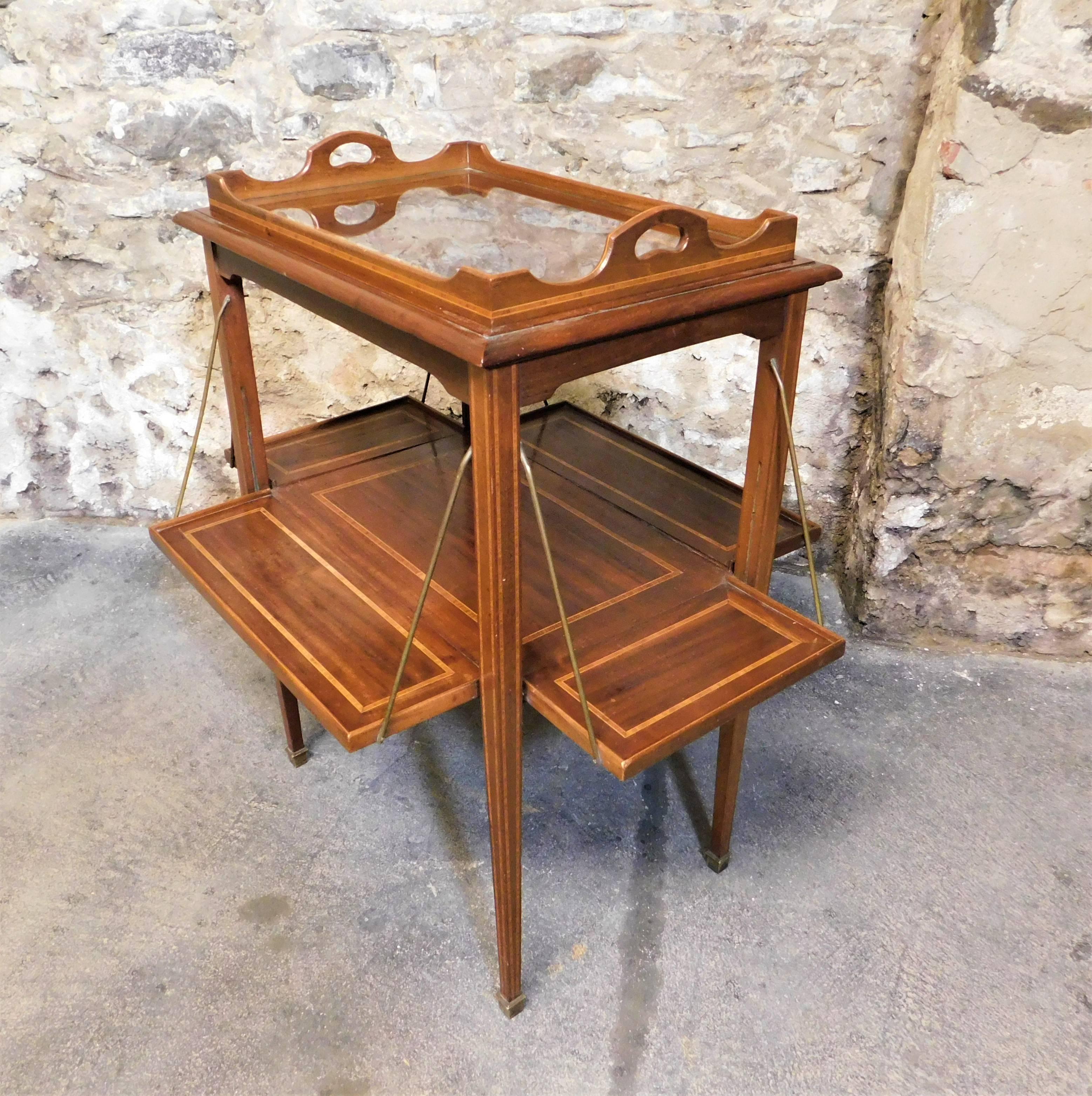 Edwardian English Cocktail Liquor Drink Stand Bar Cart In Good Condition In Hamilton, Ontario