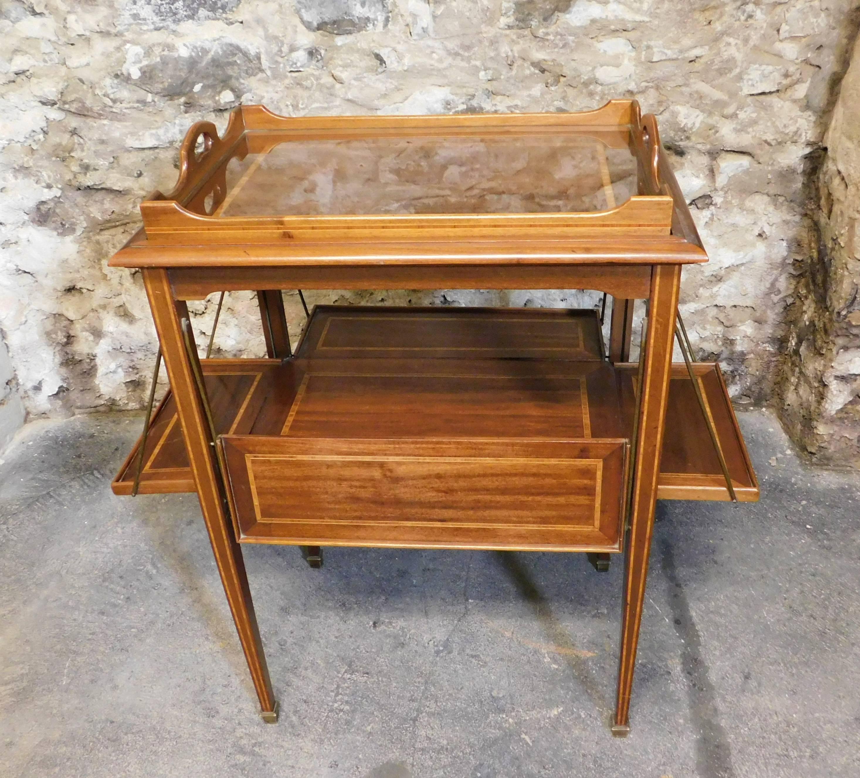 Edwardian English Cocktail Liquor Drink Stand Bar Cart 1