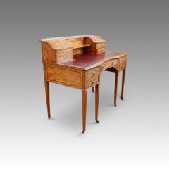 Edwardian English Country House Marquetry Inlaid Satinwood Desk, circa 1900