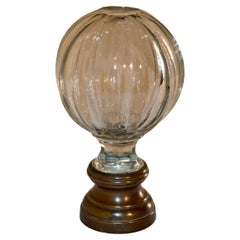 Antique Edwardian English Cut Crystal Newel Post with Bronze Base