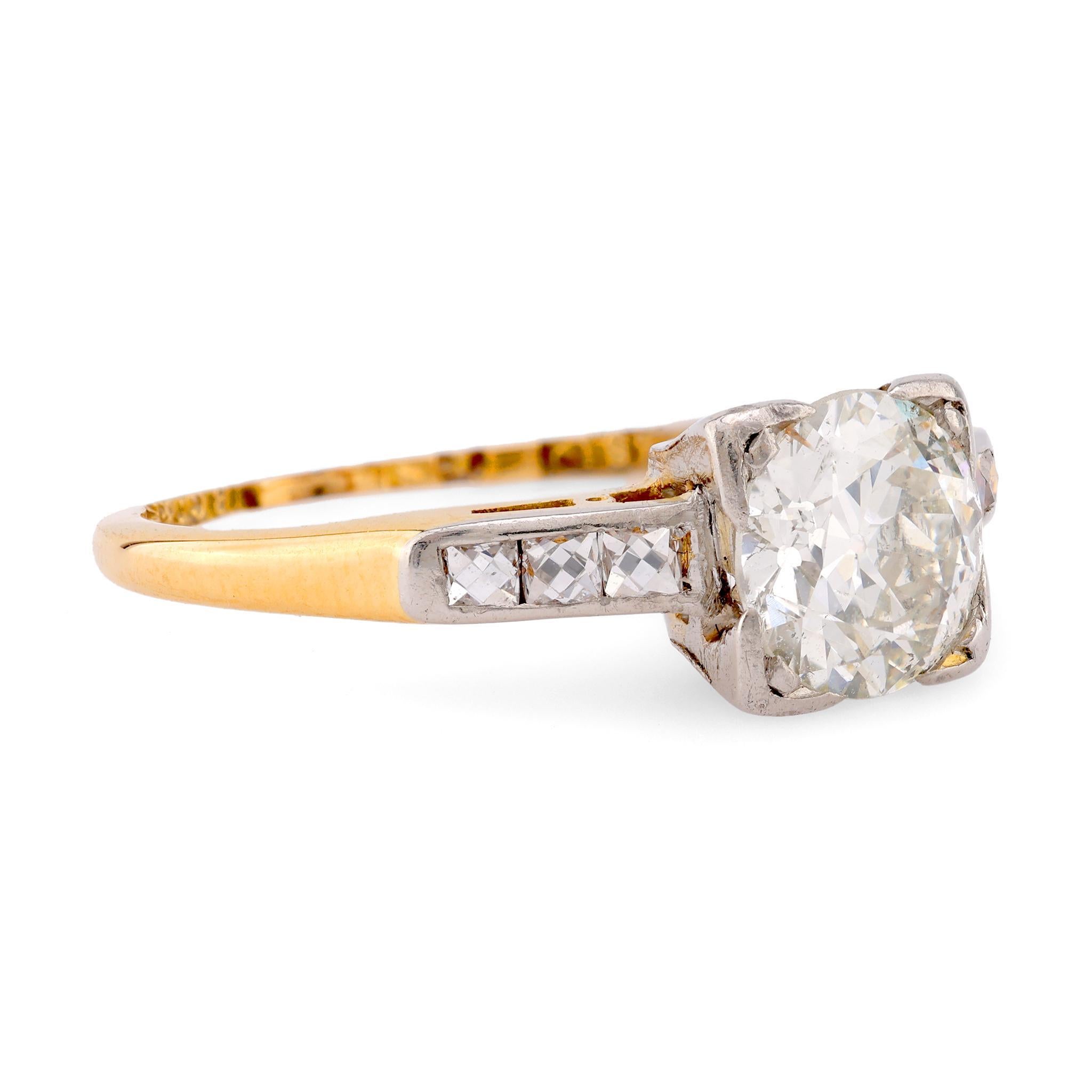 Old European Cut Edwardian English Diamond 18K Yellow Gold Engagement Ring