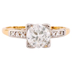Edwardian English Diamond 18K Yellow Gold Engagement Ring