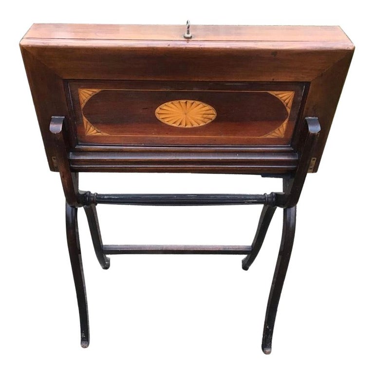 19th Century English Folding Campaign Desk With Original Interior