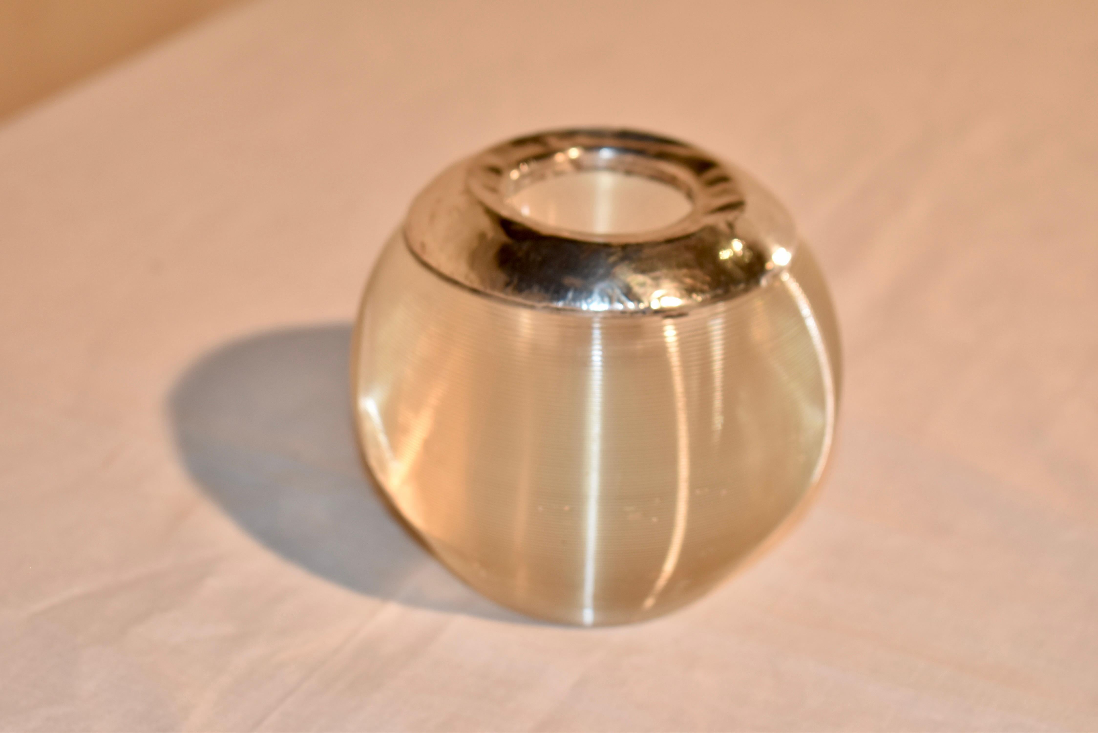 Edwardian English Glass and Silver Match Strike im Zustand „Gut“ im Angebot in High Point, NC