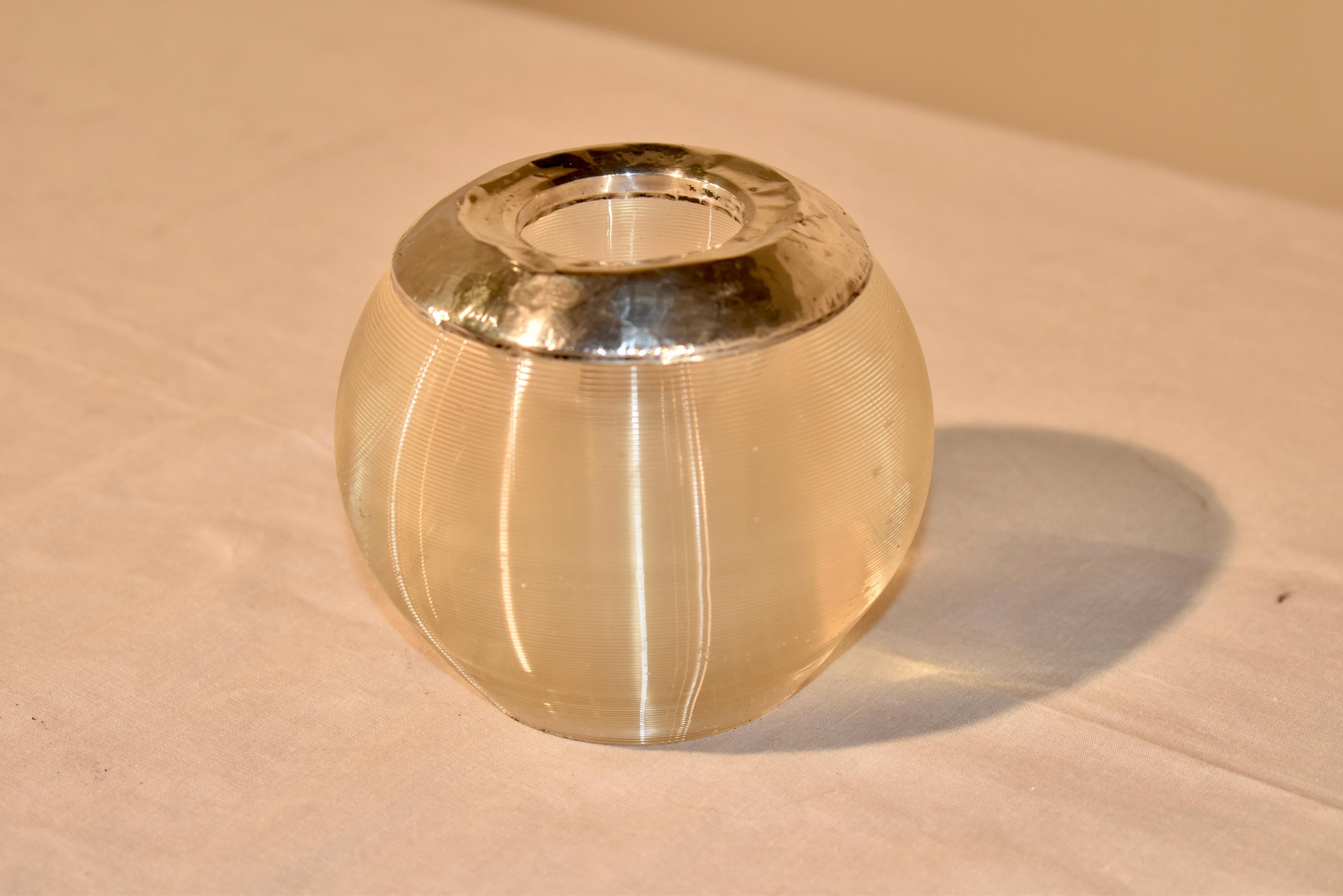 Edwardian English Glass and Silver Match Strike (Silber) im Angebot