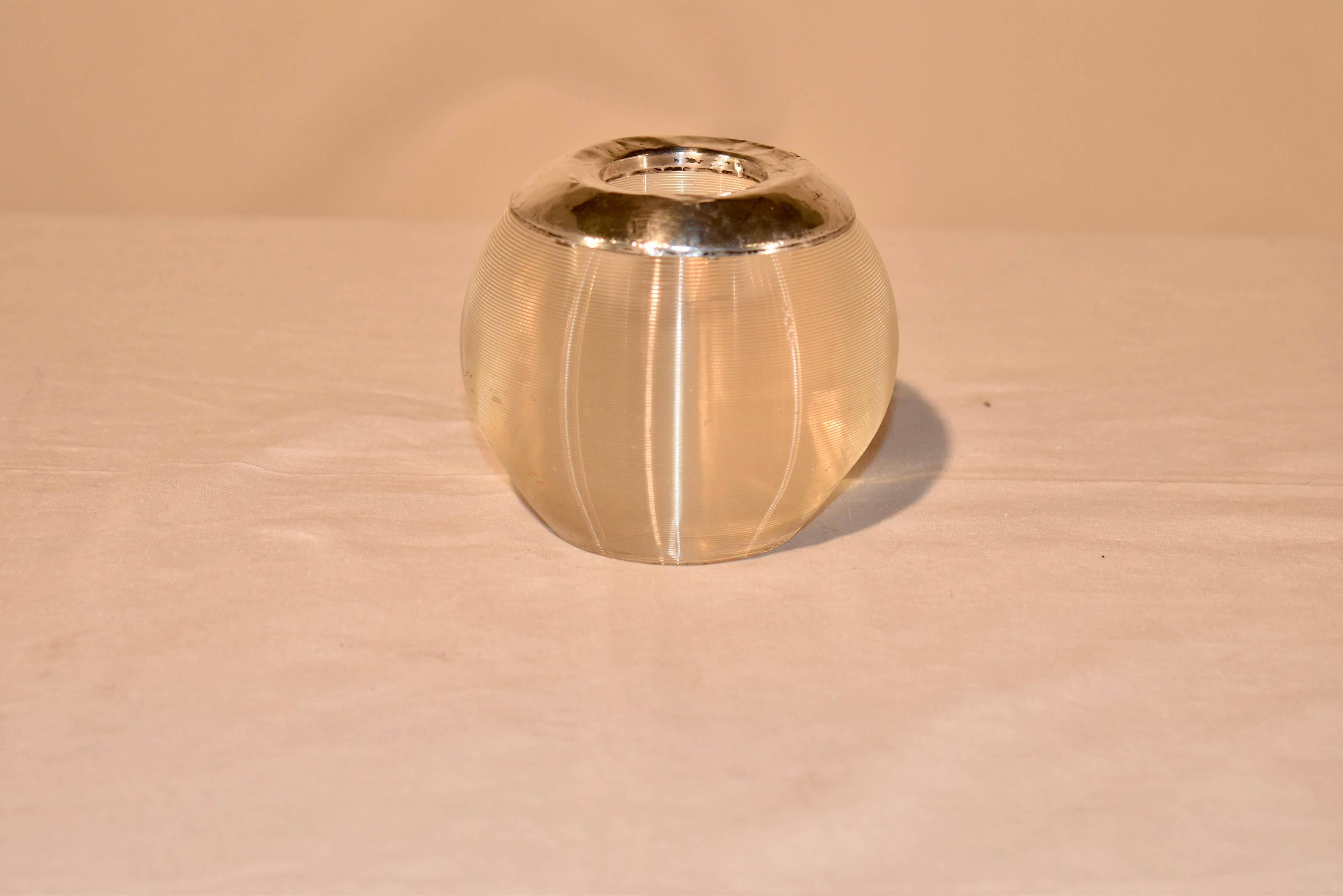 Edwardian English Glass and Silver Match Strike im Angebot 1