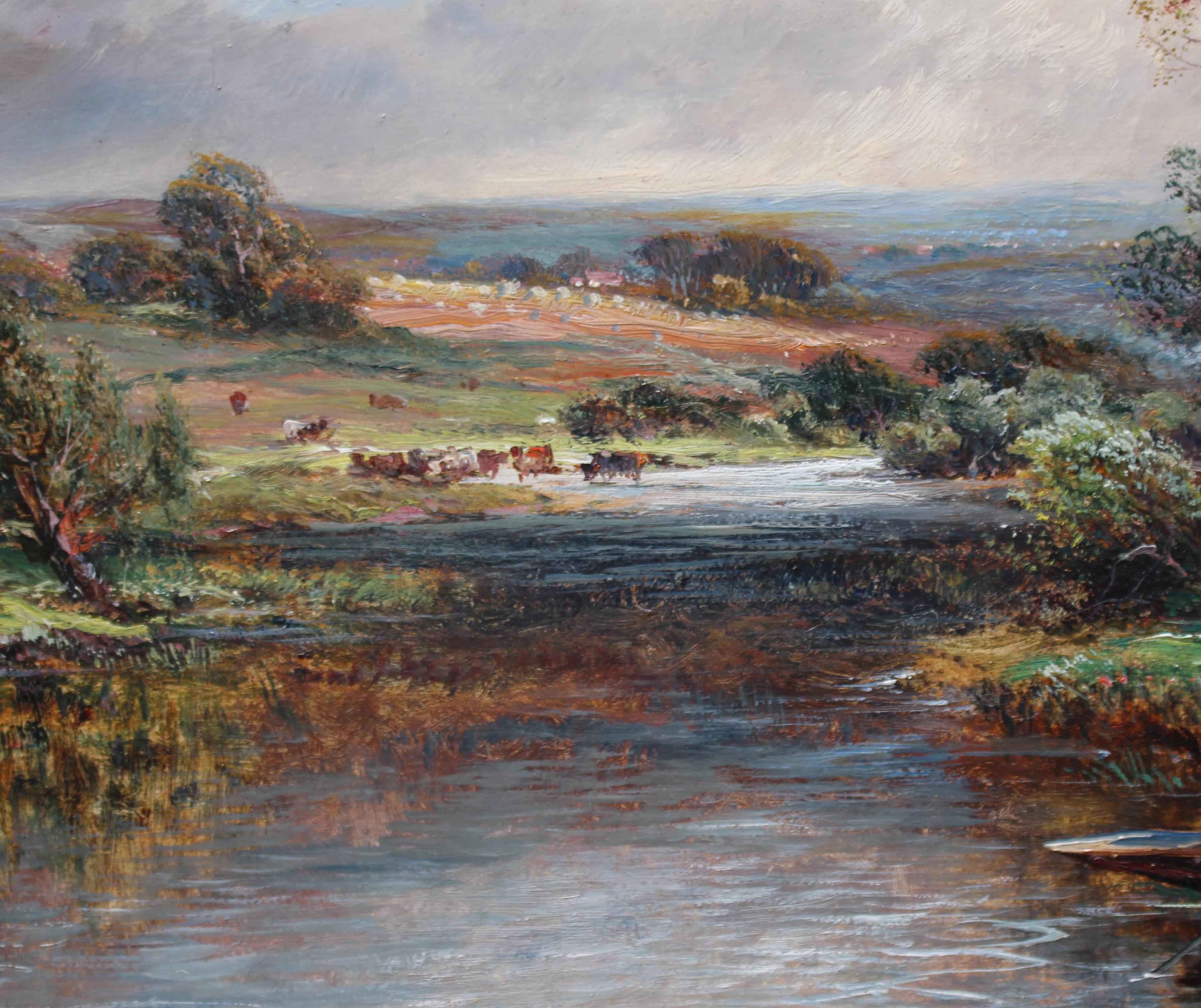 Edwardian English Landscape Oil on Canvas W.Barton 1
