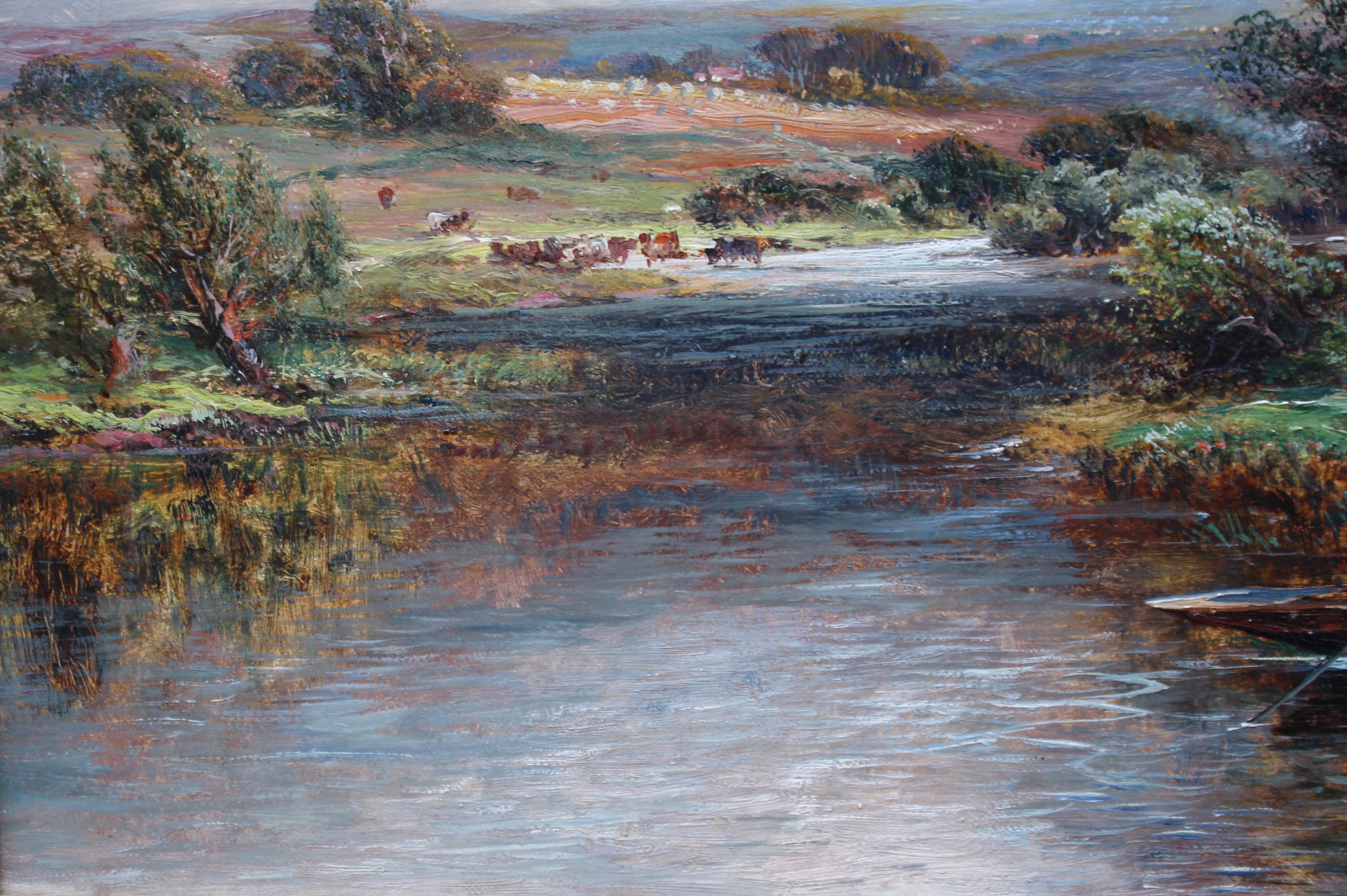 Edwardian English Landscape Oil on Canvas W.Barton 2