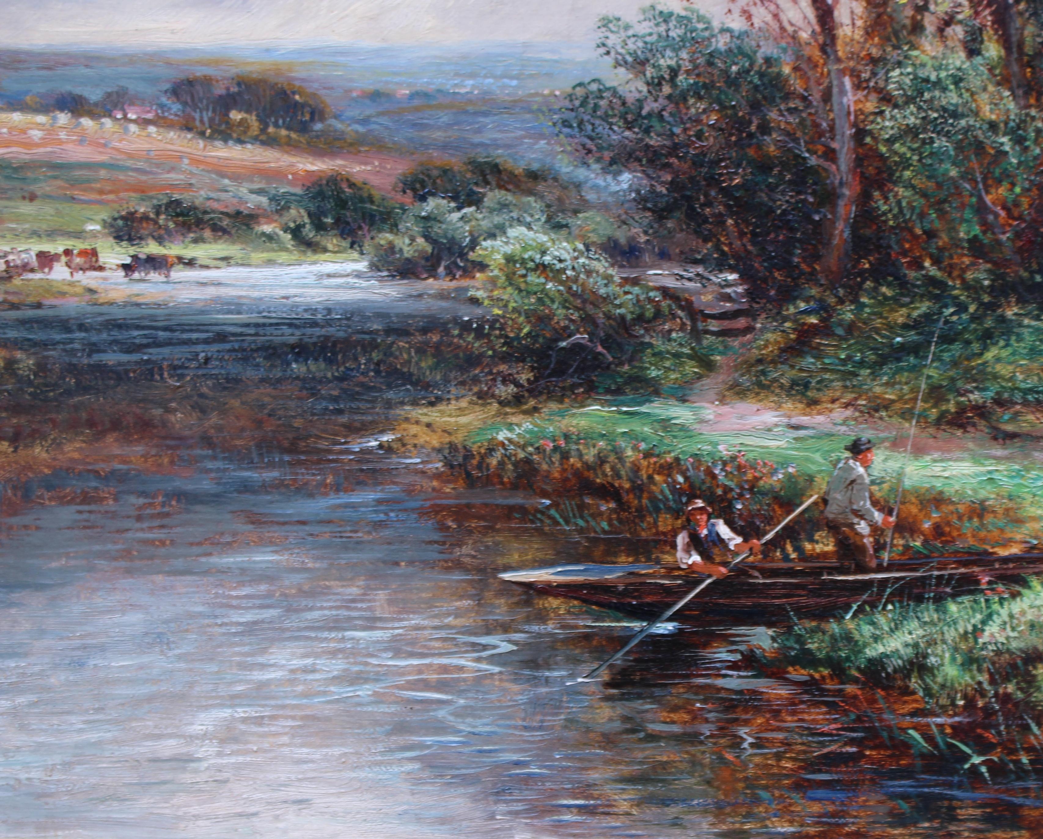 Edwardian English Landscape Oil on Canvas W.Barton 3