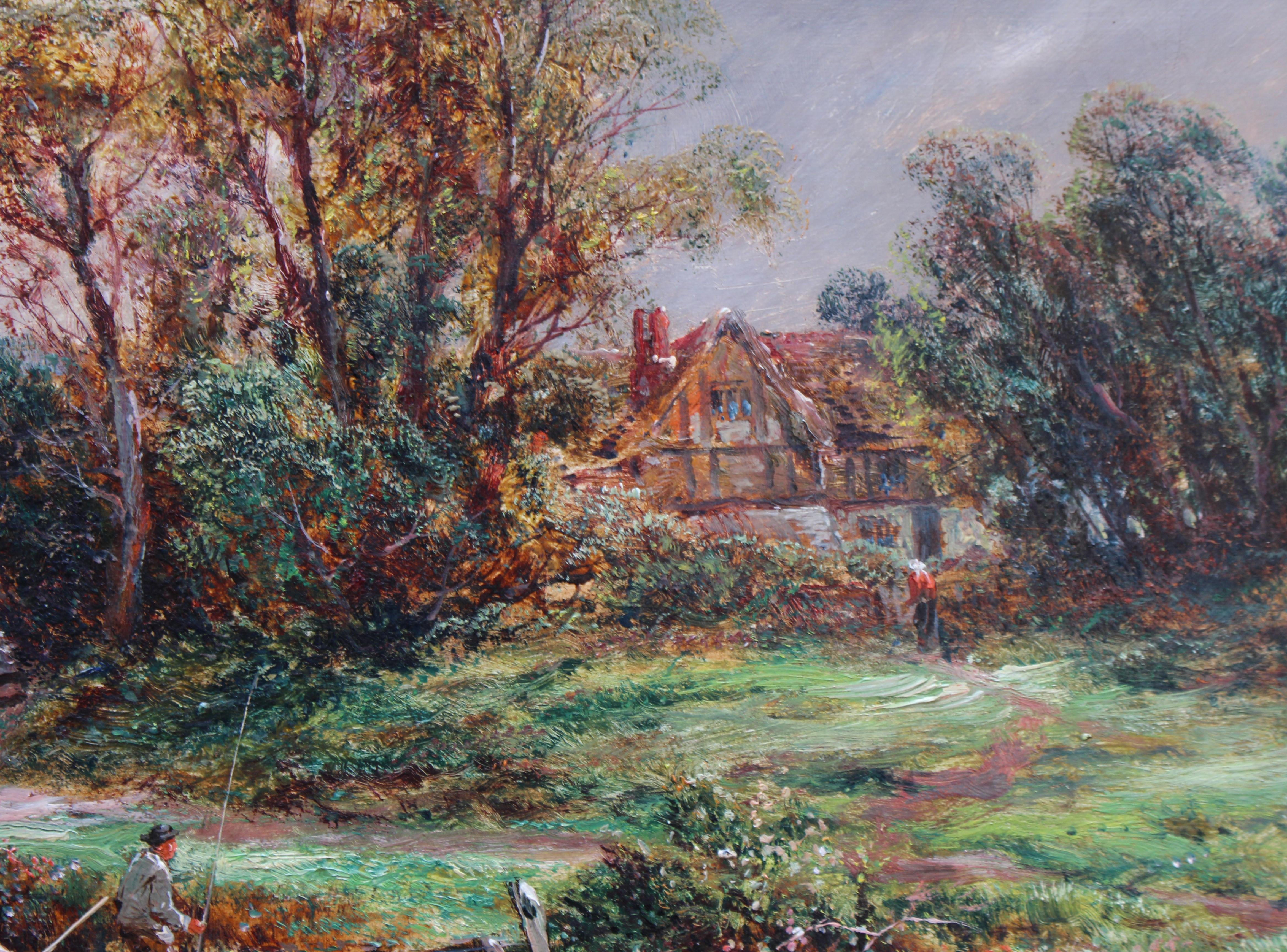 Edwardian English Landscape Oil on Canvas W.Barton 4