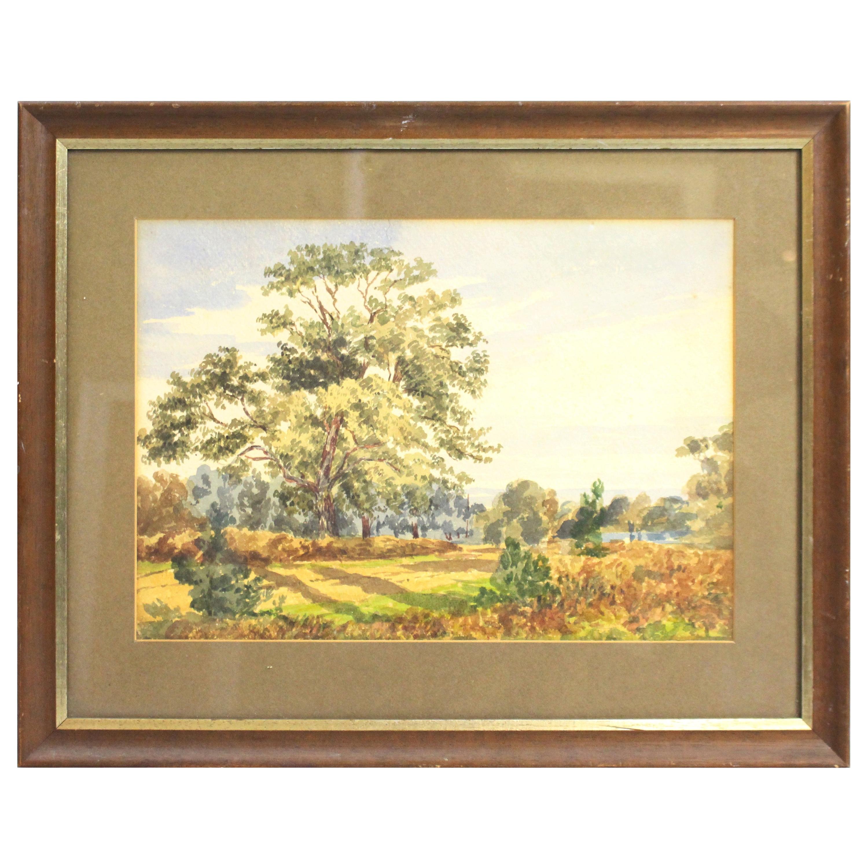Edwardian English Landscape Watercolor For Sale