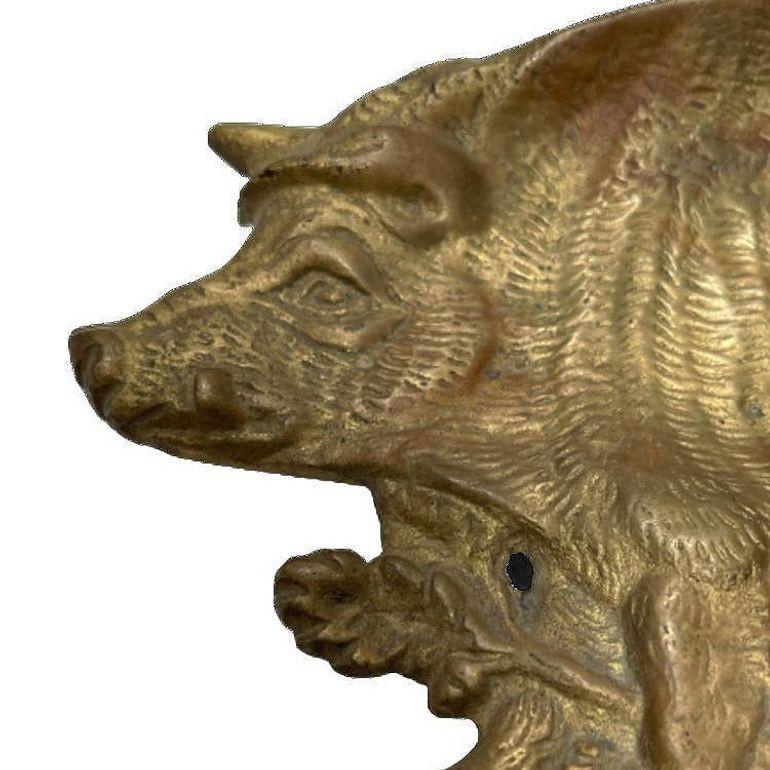 Edwardian Englisch Made Solid Messing Wildschwein Schwein Ring Tablett im Angebot 1