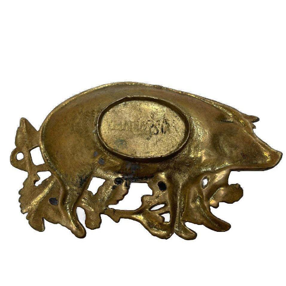 Edwardian Englisch Made Solid Messing Wildschwein Schwein Ring Tablett im Angebot 3