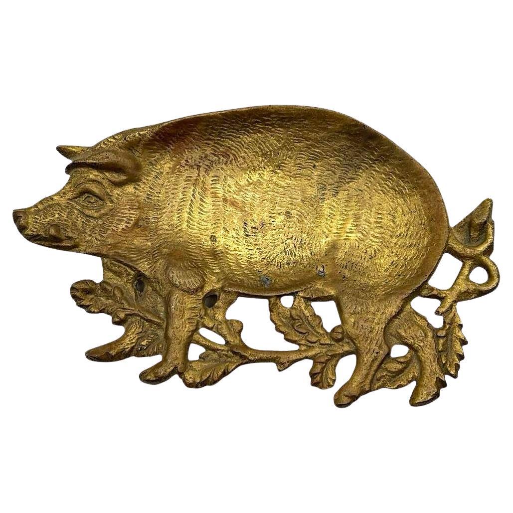 Edwardian Englisch Made Solid Messing Wildschwein Schwein Ring Tablett im Angebot