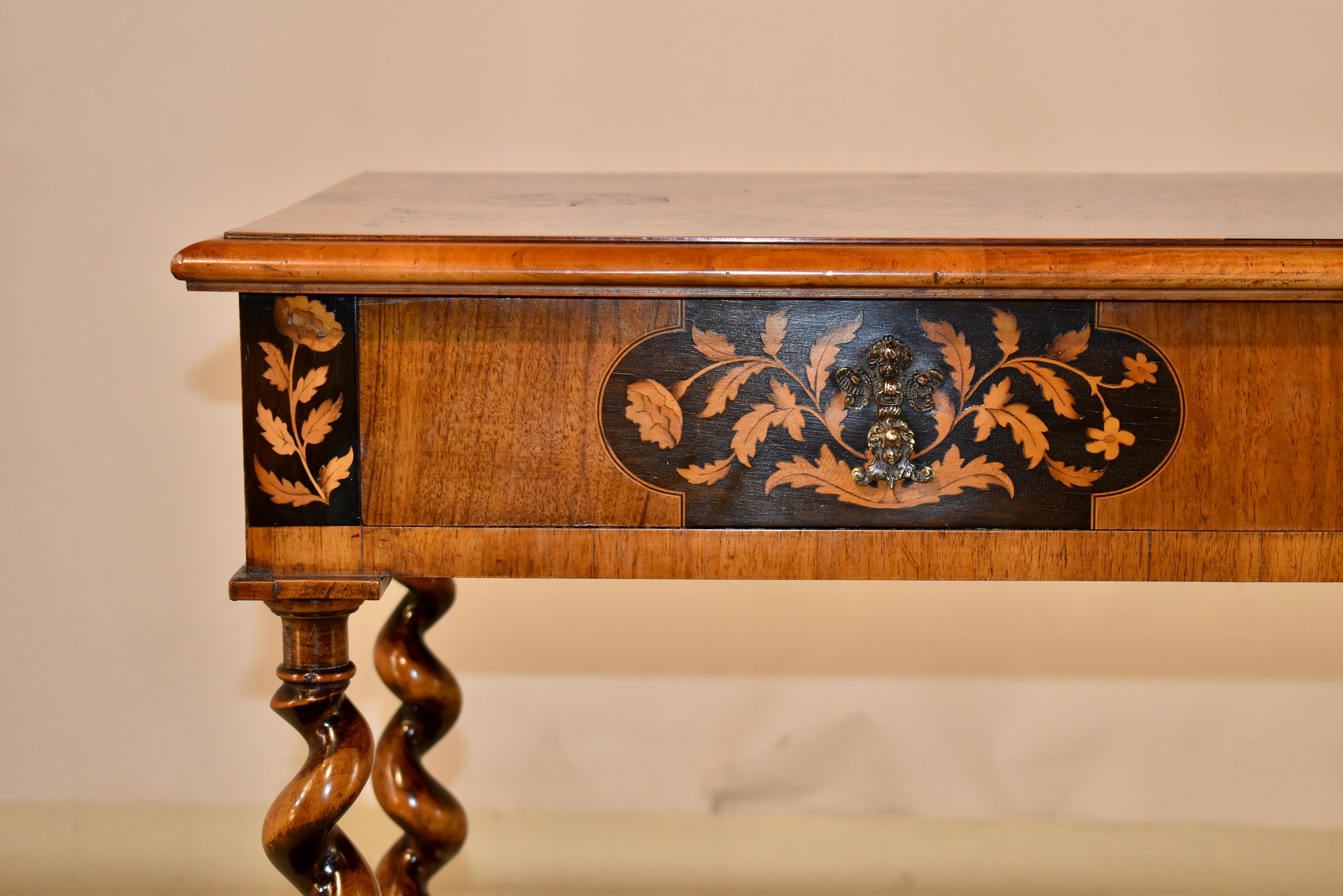 Boxwood Edwardian English Marquetry Side Table, c. 1900 For Sale