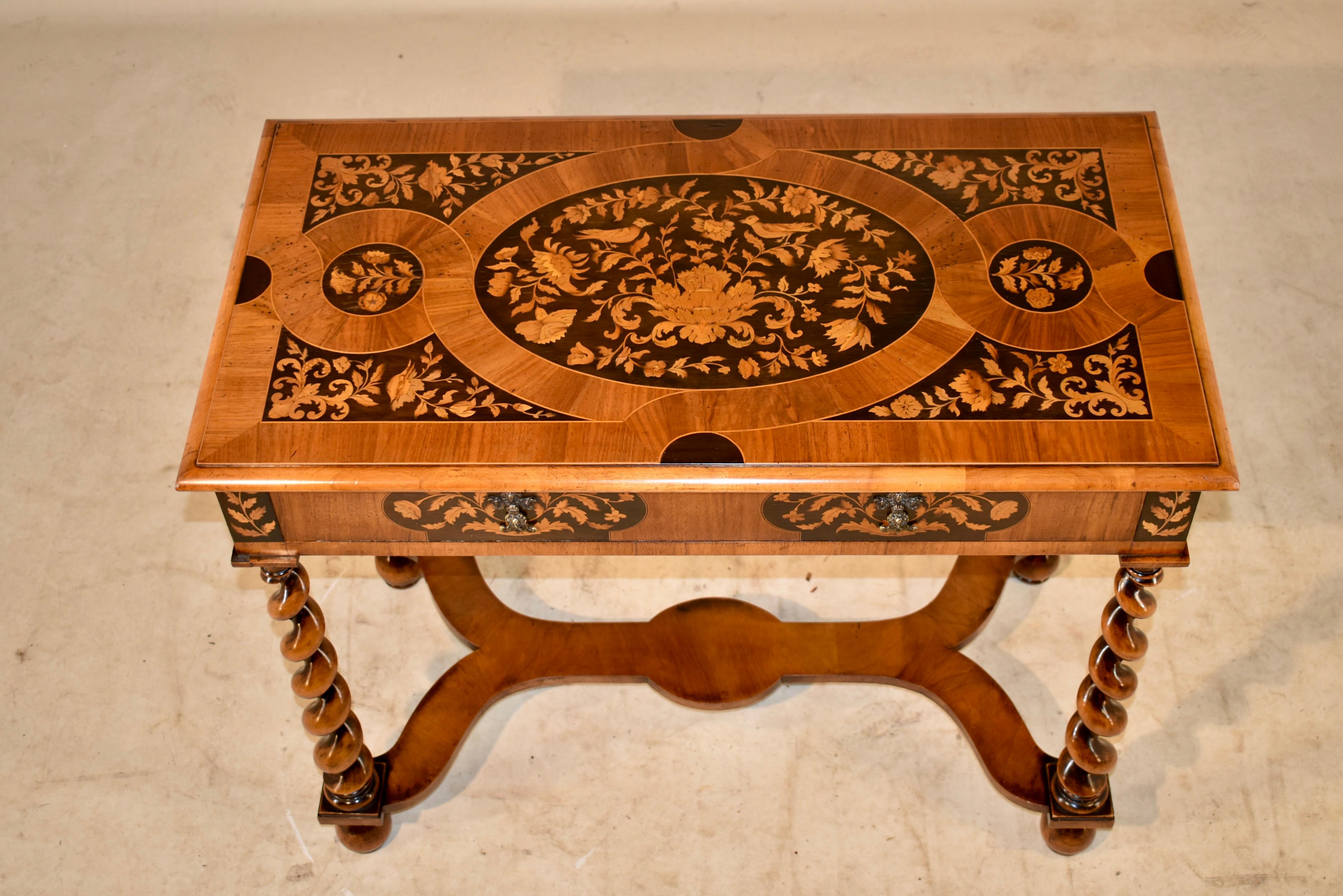 Edwardian English Marquetry Side Table, c. 1900 For Sale 1