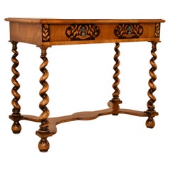 Antique Edwardian English Marquetry Side Table, c. 1900