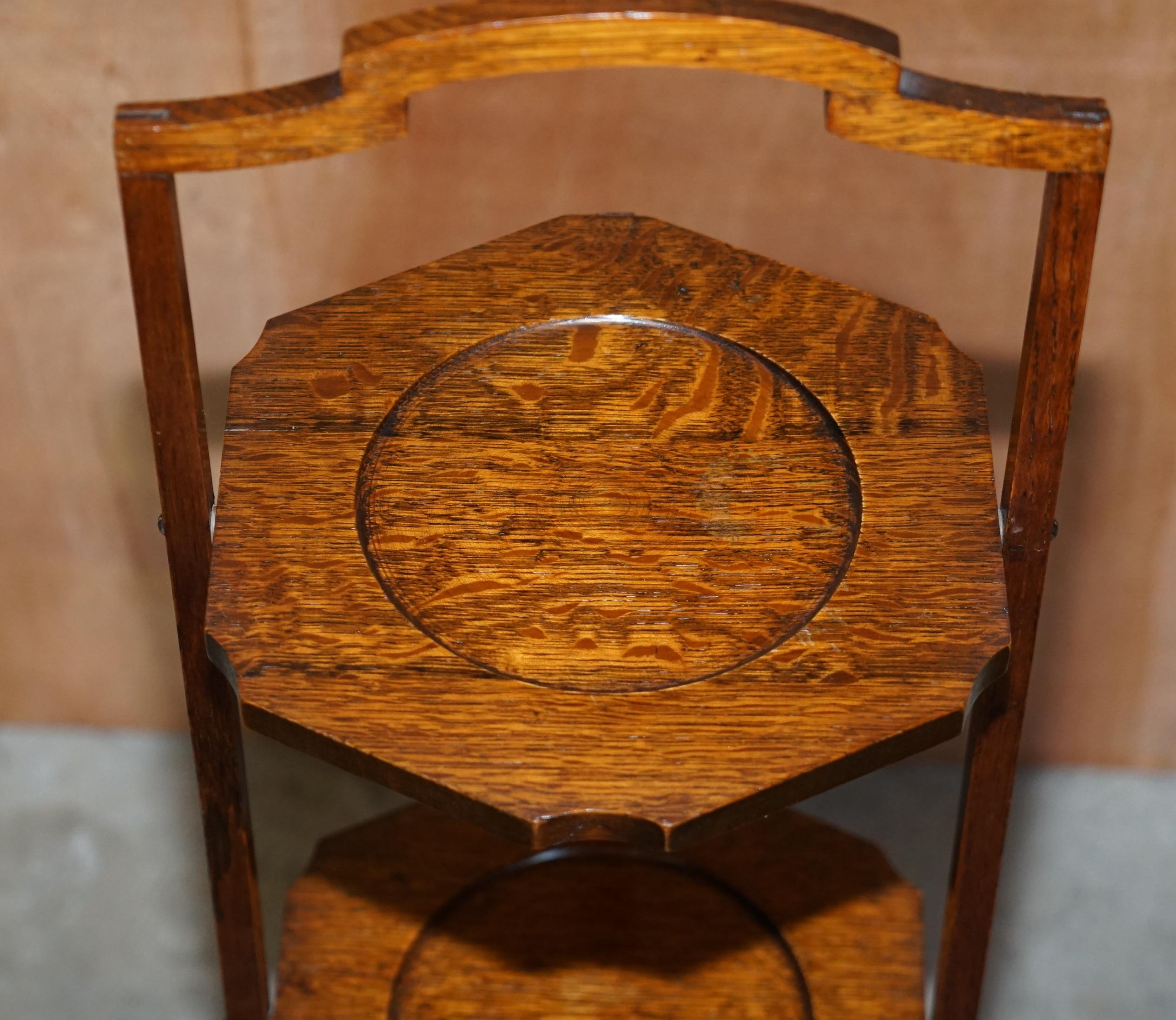 Early 20th Century Edwardian English Oak Folding Whatnot Display Table or Cake Stand Lovely Patina