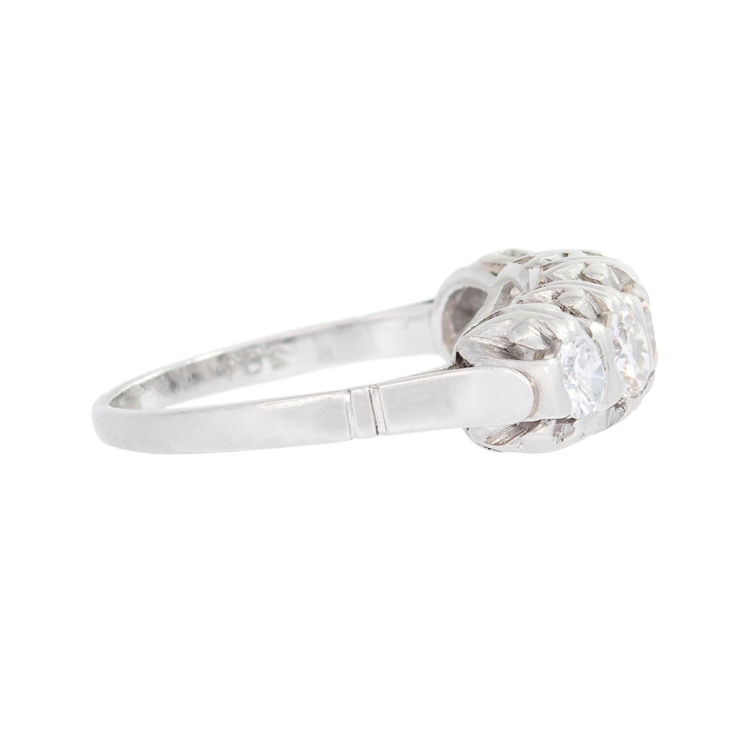 Edwardian English Platinum Diamond Five Stone Engagement Ring 1.20ctw In Good Condition For Sale In Narberth, PA