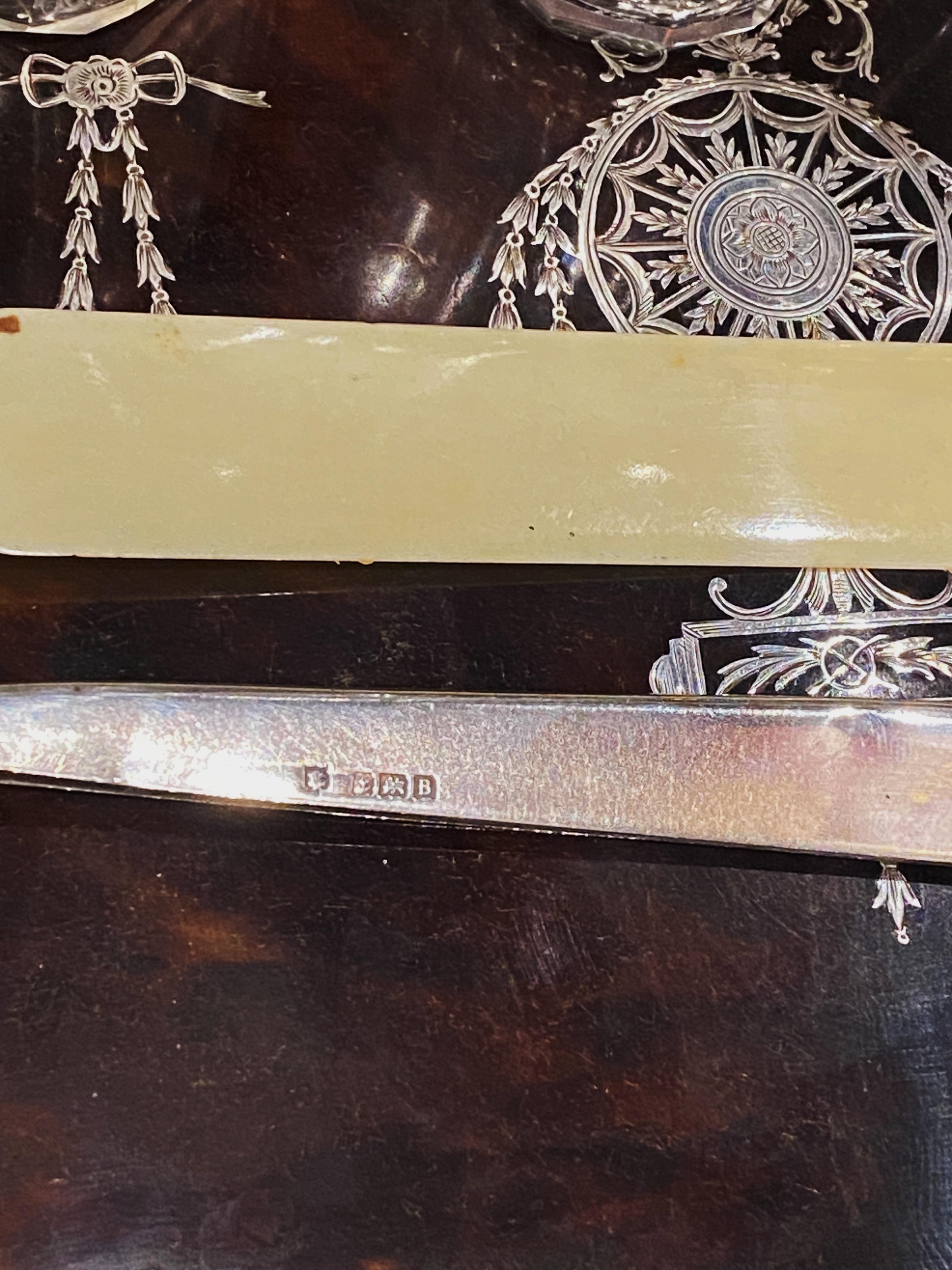 Women's or Men's Edwardian English Silver Tortoiseshell Dressing Table Set in Travelling Case For Sale