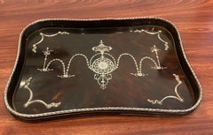 Edwardian English Silver Tortoiseshell Trinket / Vanity Tray von William Comyns