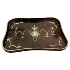 Edwardian English Silver Tortoiseshell Trinket / Vanity Tray von William Comyns