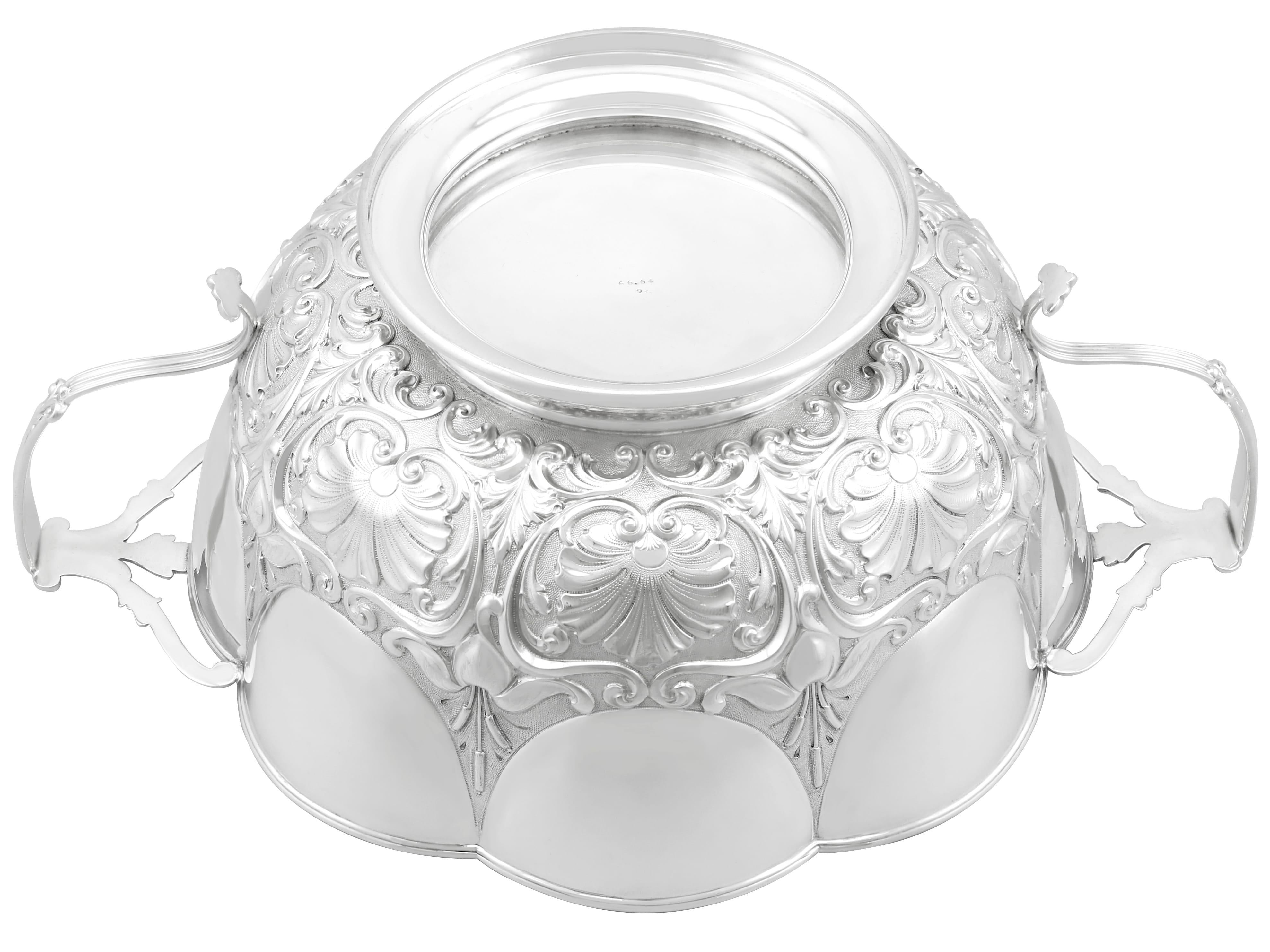 Edwardian English Sterling Silver Bowl Art Nouveau Style For Sale 3